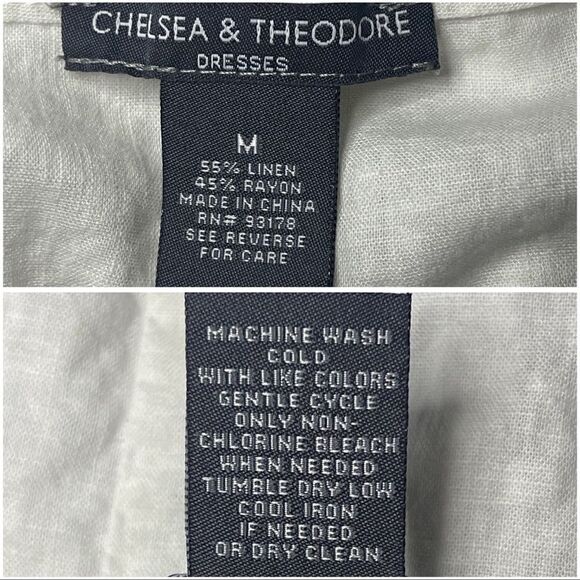 Chelsea + Theodore Linen Rayon Midi Dress SZ MED - White Minimalist Sustainable - Picture 5 of 7